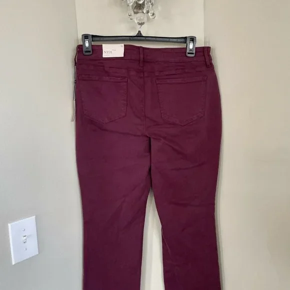 NYDJ Women's Size 12 Marilyn Straight Denim Jeans, Marron Burgundy Red, NWT - Picture 6 of 7